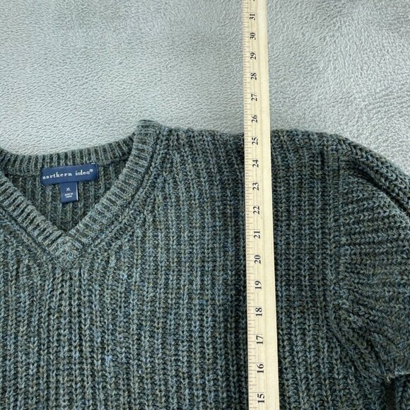 Northern Isles XL V-Neck Ribbed Knit Sweater Ramie & Cotton Blend 5812 - Picture 6 of 8